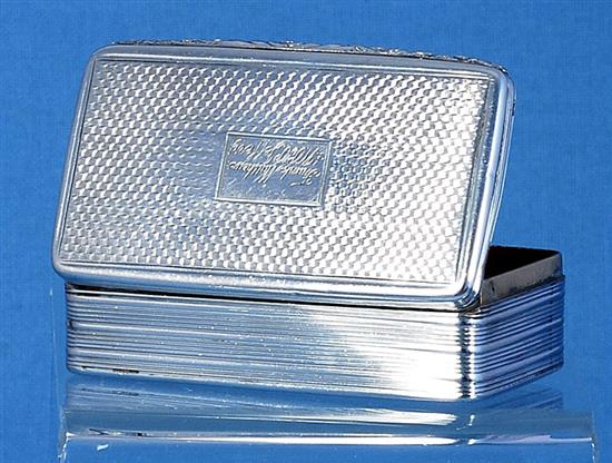 A William IV silver snuff box, by Taylor & Perry, Length 88mm Weight: 3oz/94grms